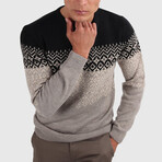 Slim Fit Crew Neck Sweater // Black + Mink (Medium)