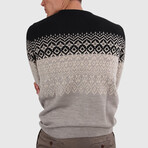 Slim Fit Crew Neck Sweater // Black + Mink (Medium)