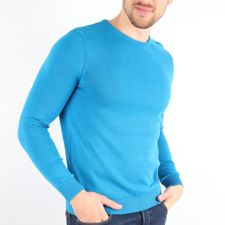 Slim Fit Crew Neck Sweater // Blue (Medium)