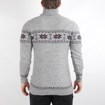 Snowflake Regular Fit Turtleneck Sweater // Gray Melange (Medium)