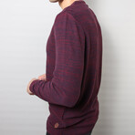 Regular Fit Crew Neck Sweater // Black + Burgundy (Medium)