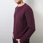 Regular Fit Crew Neck Sweater // Black + Burgundy (Medium)