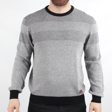 Regular Fit Crew Neck Sweater // Gray + Black (Medium)