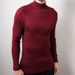 Ribbed Slim Fit Sweater // Burgundy (Medium)