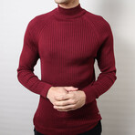 Ribbed Slim Fit Sweater // Burgundy (Medium)