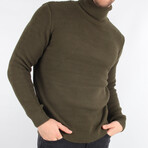 Slim Fit Turtleneck Sweater // Olive (Medium)