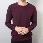 Regular Fit Crew Neck Sweater // Black + Burgundy (Medium)