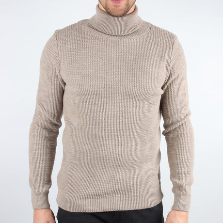Slim Fit Turtleneck Sweater // Stone (Medium)