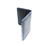 Genuine Calf Leather Folding Card Holder (Navy Blue)