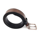Genuine Calf Leather Reversible Belt (Dark Brown + Black)