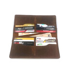 Genuine Calf Leather Horizontal Wallet (Brown)