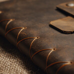 A5 Genuine Calf Leather Unlined Notebook // Button Closure (Deep Brown)