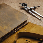 A5 Genuine Calf Leather Unlined Notebook // Button Closure (Deep Brown)