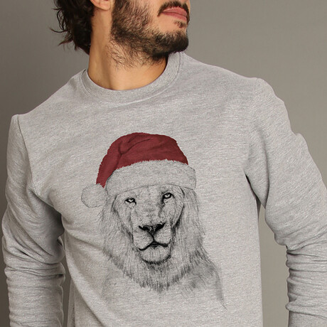 Santa Lion Sweatshirt // Gray (Small)
