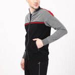 Dangelo Full-Zip Sweatshirt // Black + Gray (M)