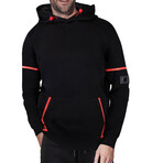 Sport Pullover Hoodie V1 // Black + Red (L)