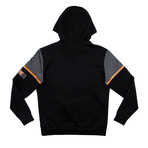 Sport Pullover Hoodie V1 // Black + Charcoal + Orange (M)