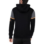 Sport Pullover Hoodie V1 // Black + Charcoal + Orange (S)