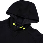 Sport Pullover Hoodie V1 // Black + Neon Green (M)