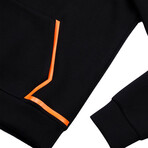 Sport Pullover Hoodie V1 // Black + Charcoal + Orange (M)