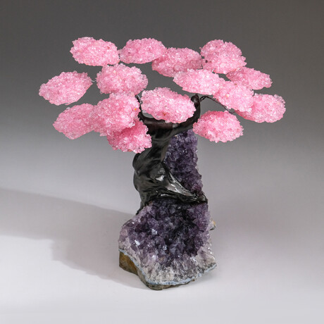 The Love Tree // Rose Quartz Clustered Gemstone Tree + Amethyst Matrix // Custom v.3