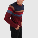 Slim Fit Crew Neck Sweater // Burgundy + Multicolor (Medium)