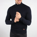 Plain Slim Fit Turtleneck Sweater // Navy Blue (Medium)