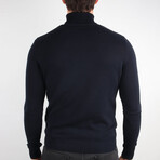 Plain Slim Fit Turtleneck Sweater // Navy Blue (Medium)
