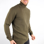 Cable Slim Fit Turtleneck Sweater // Olive (Medium)