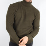 Slim Fit Turtleneck Sweater // Olive (Medium)