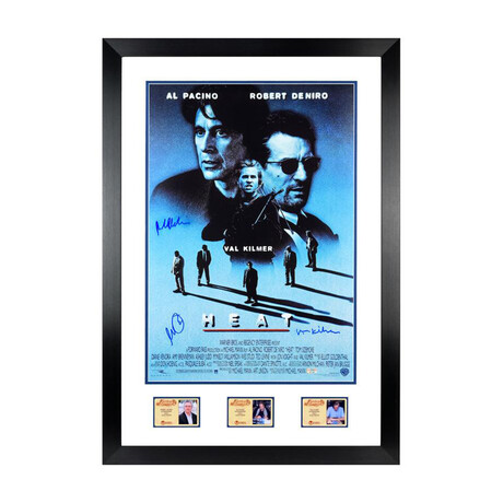 Robert De Niro + Al Pacino + Val Kilmer // Autographed 1995 Heat Framed Movie Poster