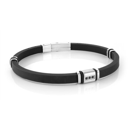 Stainless Steel + Silicone Adjustable Bracelet // 5mm // Black