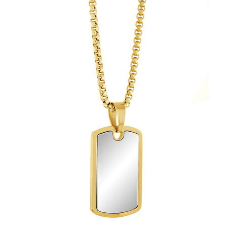 Stainless Steel Polished Dogtag Necklace // Gold + Silver