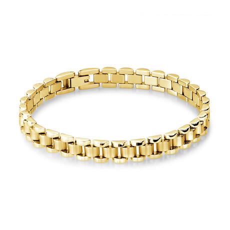 Stainless Steel Brushed Rolex Design Link Bracelet // 8mm // Gold