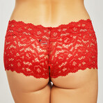 Lilith Open Crotch Lace Boy Short // Red (Small/Medium)