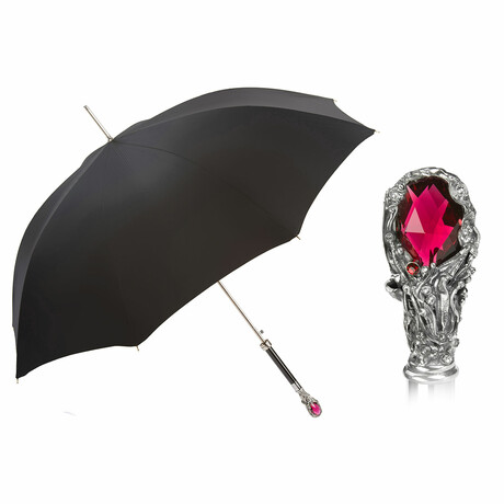 Long Umbrella + Red Gem Handle // Black