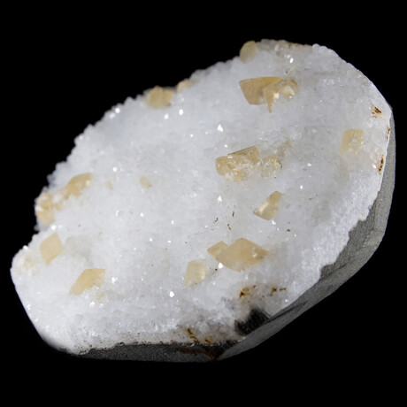 Calcite Crystals On mm Scale Quartz Crystals