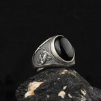Alien Ring with Black Onyx (6.5)
