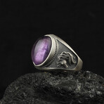 Horse Signet Ring with Amethyst (7.5)