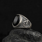 Alien Ring with Black Onyx (5.5)