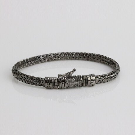 Sterling Silver Wheat Link Chain Bracelet // 6mm // Black