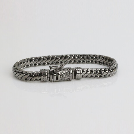Sterling Silver Braided Link Chain Bracelet // 8mm // Black
