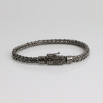 Sterling Silver Byzantine Link Chain Bracelet // 7mm // Black