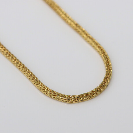 Sterling Silver Square Wheat Link Chain Necklace // 3mm // Yellow (18" // 19.8g)