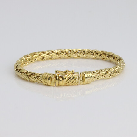 Sterling Silver Braided Link Chain Bracelet // 7mm // Yellow
