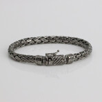 Sterling Silver Braided Link Chain Bracelet // 7mm // Black