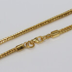 Sterling Silver Square Wheat Link Chain Necklace // 3mm // Yellow (18" // 19.8g)