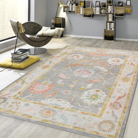 Pasargad Home Authentic Turkish Oushak // Hand-Knotted Wool Area Rug // Grey // V2 // 9' 9" X 13' 8"