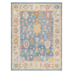 Pasargad Home Authentic Turkish Oushak // Hand-Knotted Wool Area Rug // Light Blue // V8 // 9'10" X 13' 1"