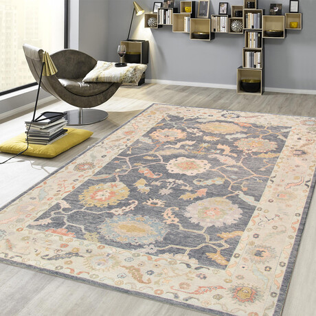 Pasargad Home Authentic Turkish Oushak // Hand-Knotted Wool Area Rug // Grey // V1 // 9'10" X 14' 4"